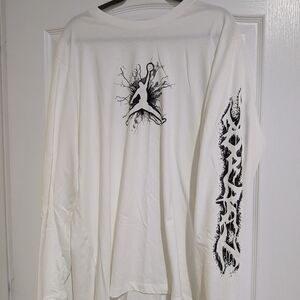 White Long Sleeve Shirt with Black Graphic